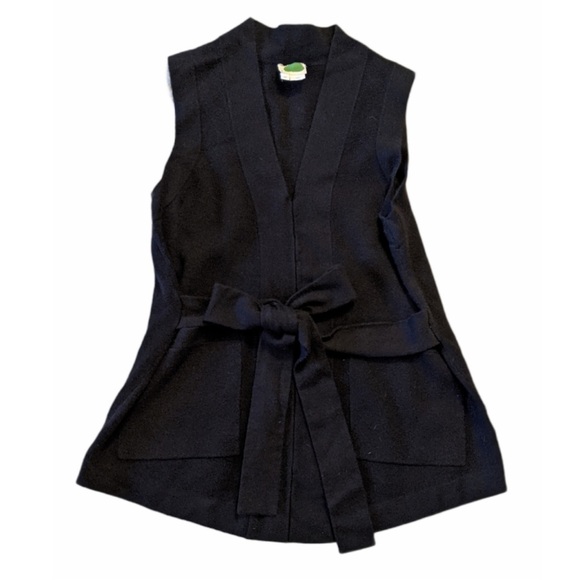 By Anthropologie sleeveless knit pullover sweater with pockets tie waist Large - Picture 3 of 6